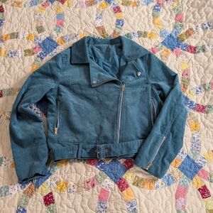 Teal Corduroy Biker Jacket